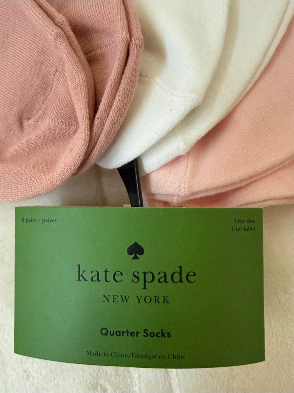 Kate Spade Women's 6 Pairs Cotton Blend Ankle Socks - Pink,White & Tan